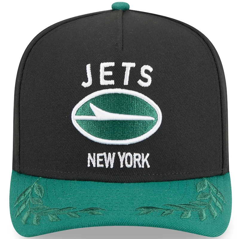 Youth New Era  Black/Green New York Jets 2025 NFL Draft A-Frame 9FIFTY Snapback Hat