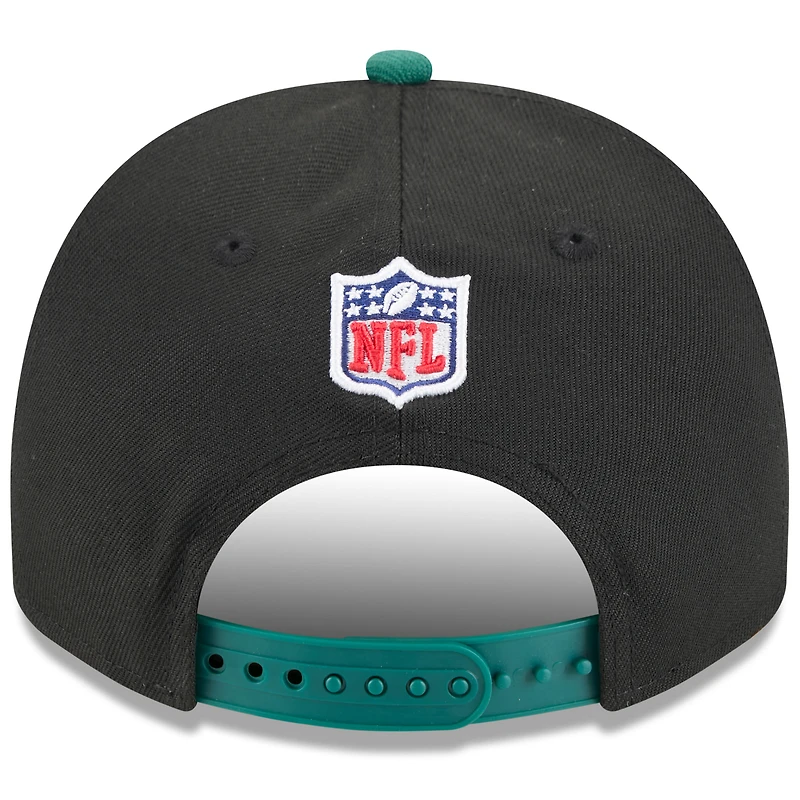 Casquette snapback A-Frame 9FIFTY New Era noire/verte pour jeune des New York Jets, repêchage NFL 2025