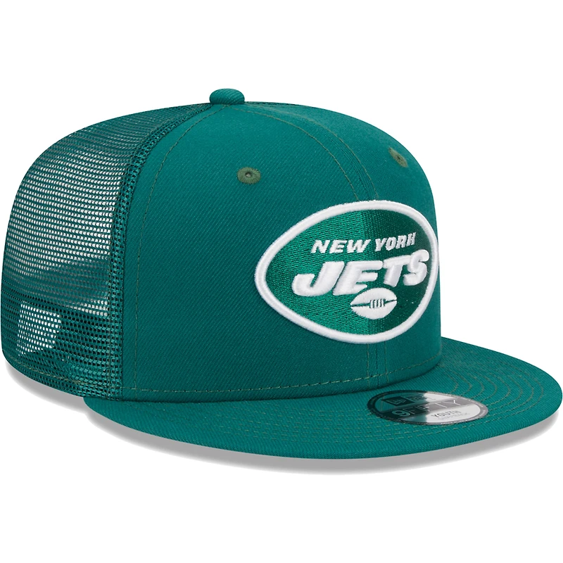 Youth New Era Green New York Jets  Main Trucker 9FIFTY Snapback Hat