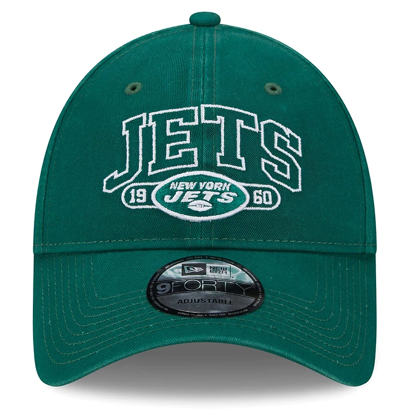 Casquette réglable verte New Era New York Jets Outline 9FORTY pour jeune