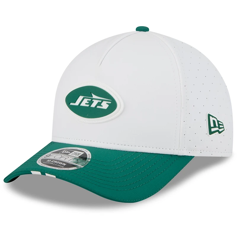 Youth New Era  White/Green New York Jets 2025 NFL Training Camp A-Frame 9FORTY Adjustable Hat