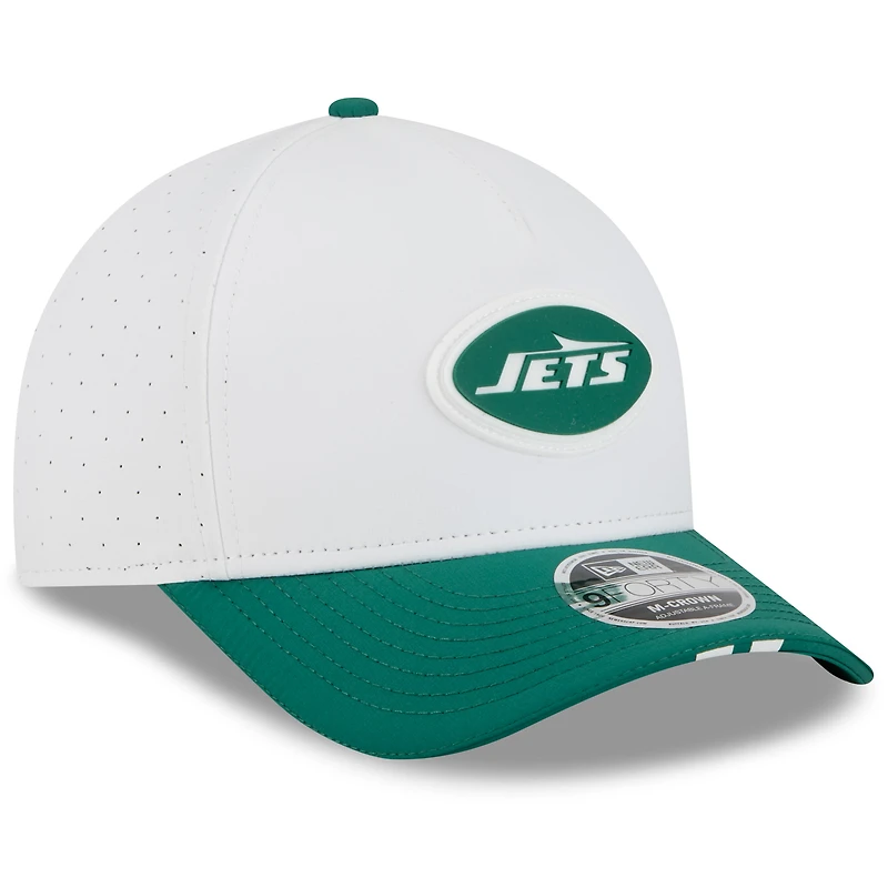 Youth New Era  White/Green New York Jets 2025 NFL Training Camp A-Frame 9FORTY Adjustable Hat