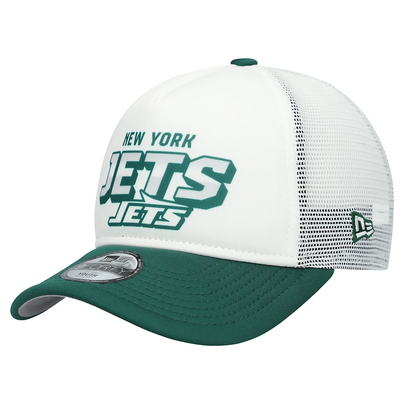 Youth New Era  White/Green New York Jets Streak 9FORTY A-Frame Adjustable Hat