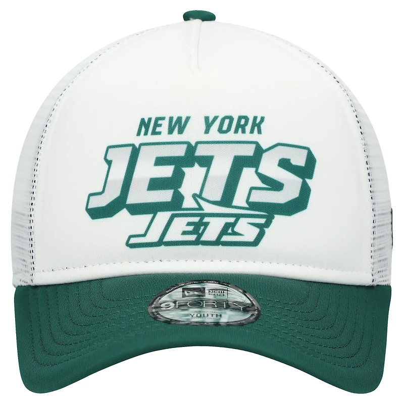Youth New Era  White/Green New York Jets Streak 9FORTY A-Frame Adjustable Hat