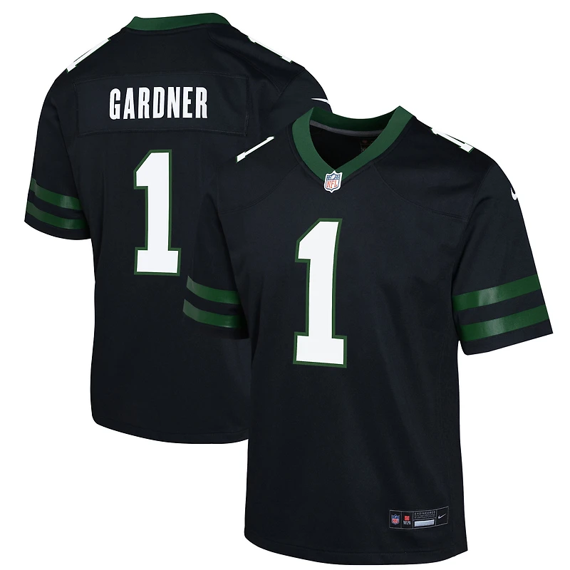 Maillot de match Nike Ahmad Sauce Gardner noir des New York Jets pour jeune