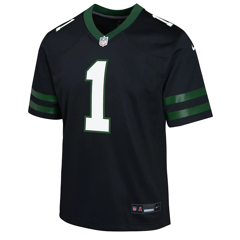 Maillot de match Nike Ahmad Sauce Gardner noir des New York Jets pour jeune