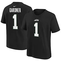 T-shirt Nike Ahmad Sauce Gardner pour jeune, noir, nom et numéro du joueur des Jets de New York
