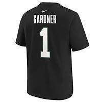 T-shirt Nike Ahmad Sauce Gardner pour jeune, noir, nom et numéro du joueur des Jets de New York
