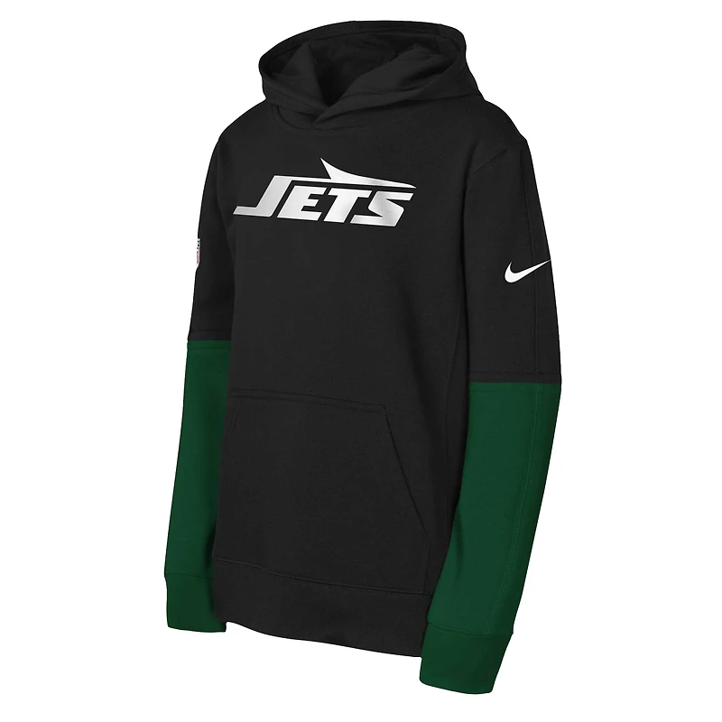Youth Nike Black New York Jets Club Pullover Hoodie