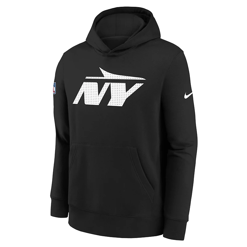 Youth Nike  Black New York Jets Sideline Club Fleece Hoodie