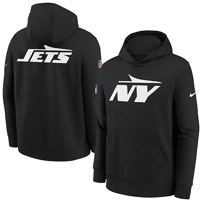 Youth Nike  Black New York Jets Sideline Club Fleece Hoodie