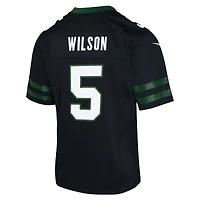 Maillot de match Nike Garrett Wilson noir des New York Jets pour jeune