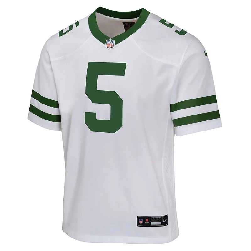 Maillot de match Nike Garrett Wilson blanc des New York Jets pour jeune