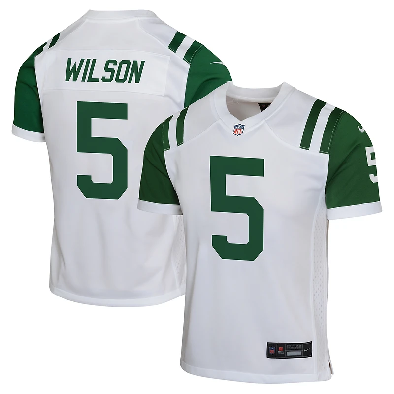 Maillot de match Nike Garrett Wilson blanc des New York Jets pour jeune