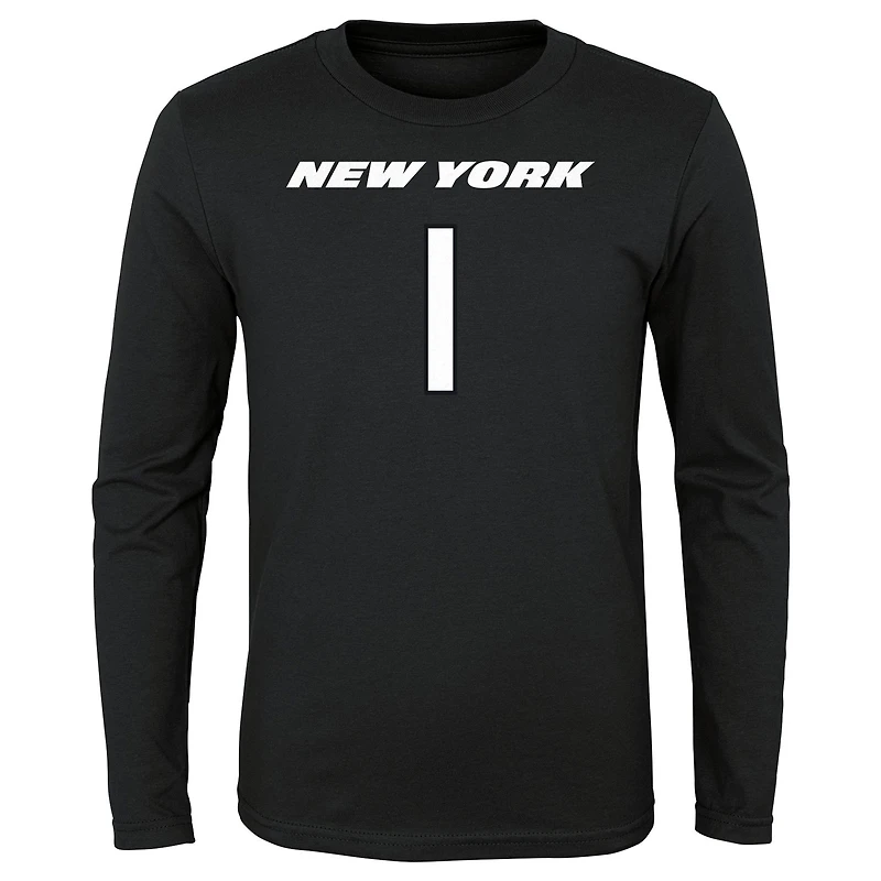 Youth Sauce Gardner Black New York Jets Mainliner Player Name & Number Long Sleeve T-Shirt