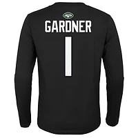 Youth Sauce Gardner Black New York Jets Mainliner Player Name & Number Long Sleeve T-Shirt
