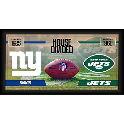 Collage de football encadré de 10" x 20" des Jets de New York contre les Giants de New York