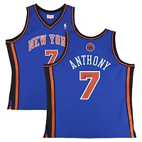 Maillot Swingman bleu dédicacé par Carmelo Anthony des New York Knicks, Hardwood Classics 11