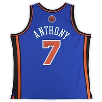 Maillot Swingman bleu dédicacé par Carmelo Anthony des New York Knicks, Hardwood Classics 11