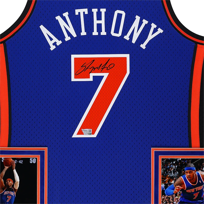 Maillot Swingman Mitchell & Ness 2010-2011 bleu royal Carmelo Anthony des New York Knicks SM Deluxe encadré V106832 45848 AUTJERBSK FRJRKA0036