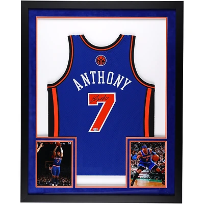 Maillot Swingman Mitchell & Ness 2010-2011 bleu royal Carmelo Anthony des New York Knicks SM Deluxe encadré V106832 45848 AUTJERBSK FRJRKA0036