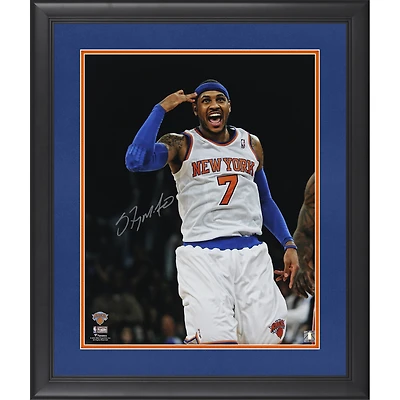 Carmelo Anthony New York Knicks Autographed Framed 16" x 20" Tapping Head Celebration Photograph