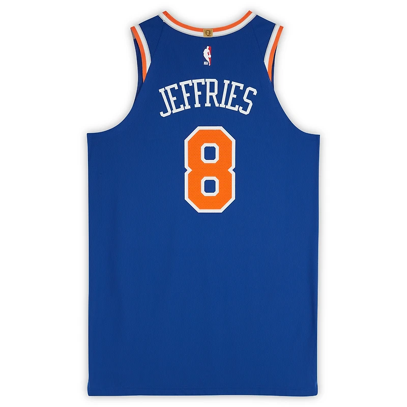 Maillot bleu n°8 utilisé par DaQuan Jeffries des New York Knicks contre les New Orleans Pelicans le 28 octobre 2023