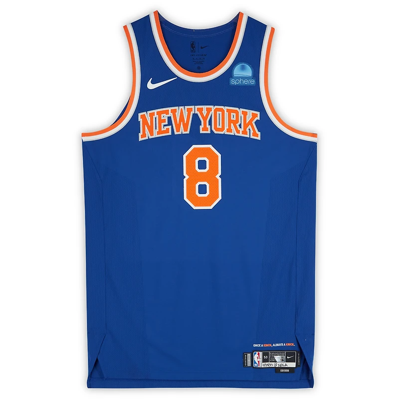 Maillot bleu n°8 utilisé par DaQuan Jeffries des New York Knicks contre les New Orleans Pelicans le 28 octobre 2023