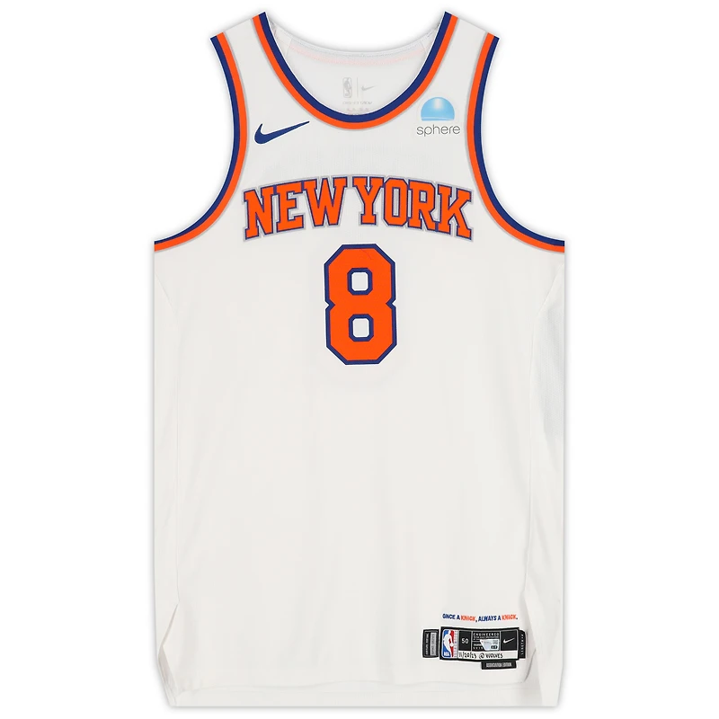 DaQuan Jeffries New York Knicks Game-Used #8 White Nike Jersey vs. Minnesota Timberwolves on November 20, 2023 - Size 50+4