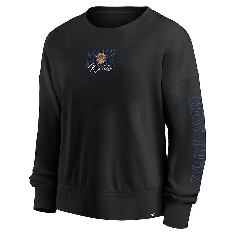 Fanatics Black New York Knicks Oversized Game Day Pullover Sweatshirt
