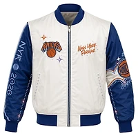 Girls Youth JH Design Cream/Blue New York Knicks 2026 NBA Finals Champions Nylon Full-Snap Jacket