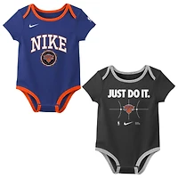 Infant Nike Blue/Black New York Knicks Just Do It Two-Pack Bodysuit Set