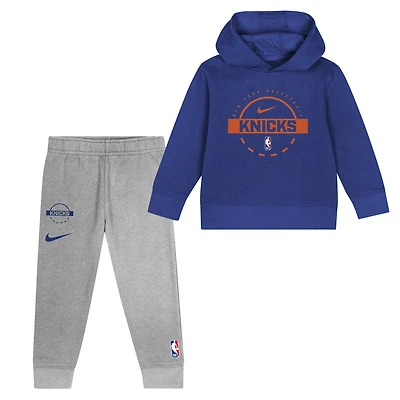 Ensemble de survêtement deux pièces Nike New York Knicks bleu pour bébé, sweat à capuche et pantalon en polaire avec logo l'équipe