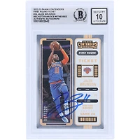 Billet autographié du premier tour des Panini Contenders 2022-23 de Jalen Brunson, New York Knicks, n° 24 #/199, carte 10 authentifiée et témoin des fanatiques de Beckett
