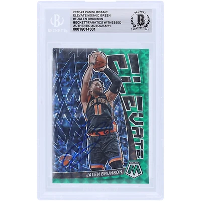 Carte Panini Mosaic Elevate Green Mosaic n° 6 Beckett autographiée par Jalen Brunson des New York Knicks 2022-23, carte authentifiée par des fanatiques témoins