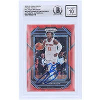 Carte Panini Prizm Red Ice Prizm n° 11 signée par Jalen Brunson des New York Knicks 2022-23, signée Beckett Fanatics, authentifiée.