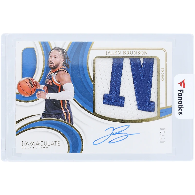 Jalen Brunson New York Knicks Autographed 2023-24 Panini Immaculate Collection Game Used Letter Patch Relic Gold #PPA-BRN #5/10 Card