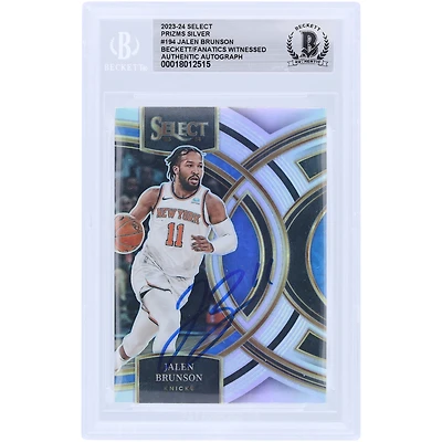 Carte authentifiée signée Jalen Brunson des New York Knicks 2023-24 Panini Select Silver Prizm #194 Beckett Fanatics