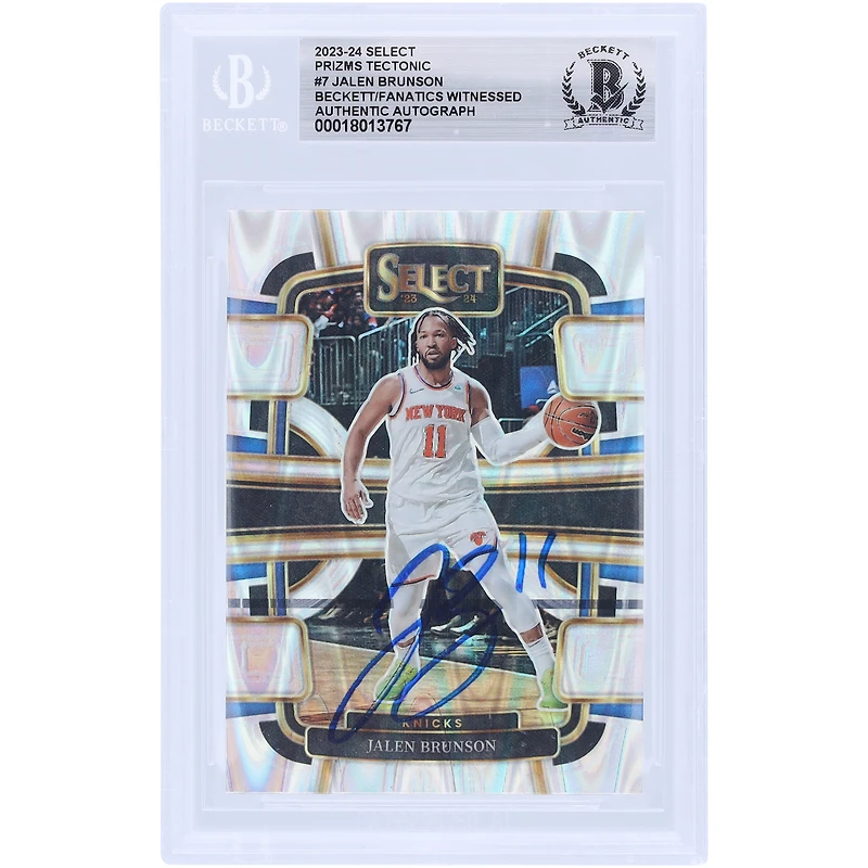 Carte Panini Select Tectonic Prizm n° 7 Beckett dédicacée par Jalen Brunson des New York Knicks 2023-24, signée Beckett Fanatics