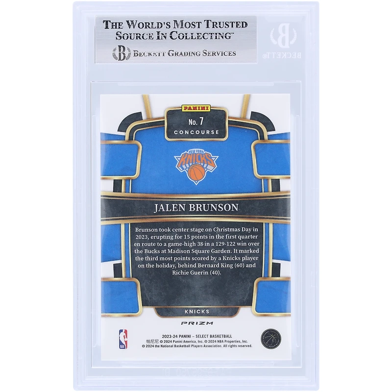 Carte Panini Select Tectonic Prizm n° 7 Beckett dédicacée par Jalen Brunson des New York Knicks 2023-24, signée Beckett Fanatics