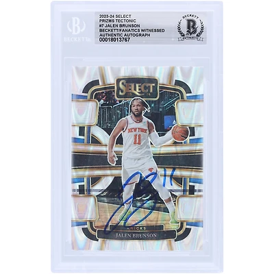 Carte Panini Select Tectonic Prizm n° 7 Beckett dédicacée par Jalen Brunson des New York Knicks 2023-24, signée Beckett Fanatics