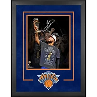 Jalen Brunson New York Knicks Autographed 2026 NBA Finals Champions Deluxe Framed 16" x 20" Holding Finals MVP Trophy Spotlight Photograph