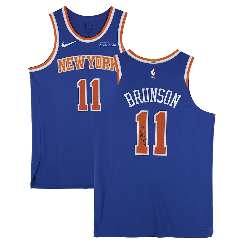 Jalen Brunson New York Knicks Autographed Blue Nike Icon Edition Authentic Jersey