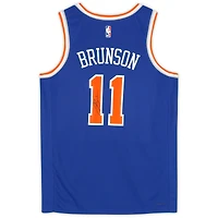 Maillot Swingman Nike Icon Edition bleu dédicacé par Jalen Brunson des New York Knicks