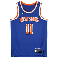 Maillot Swingman Nike Icon Edition bleu dédicacé par Jalen Brunson des New York Knicks
