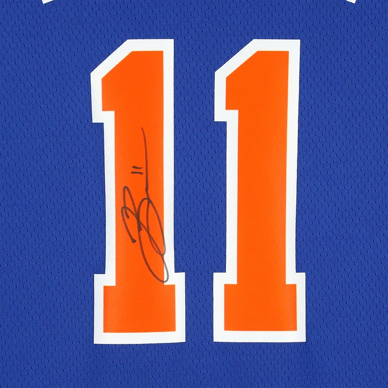Maillot Swingman Nike Icon Edition bleu dédicacé par Jalen Brunson des New York Knicks