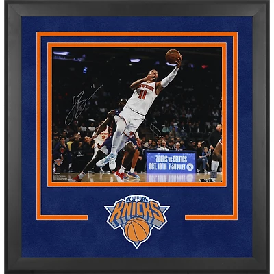 Photographie encadrée de luxe autographiée de Jalen Brunson des New York Knicks 16" x 20" en blanc