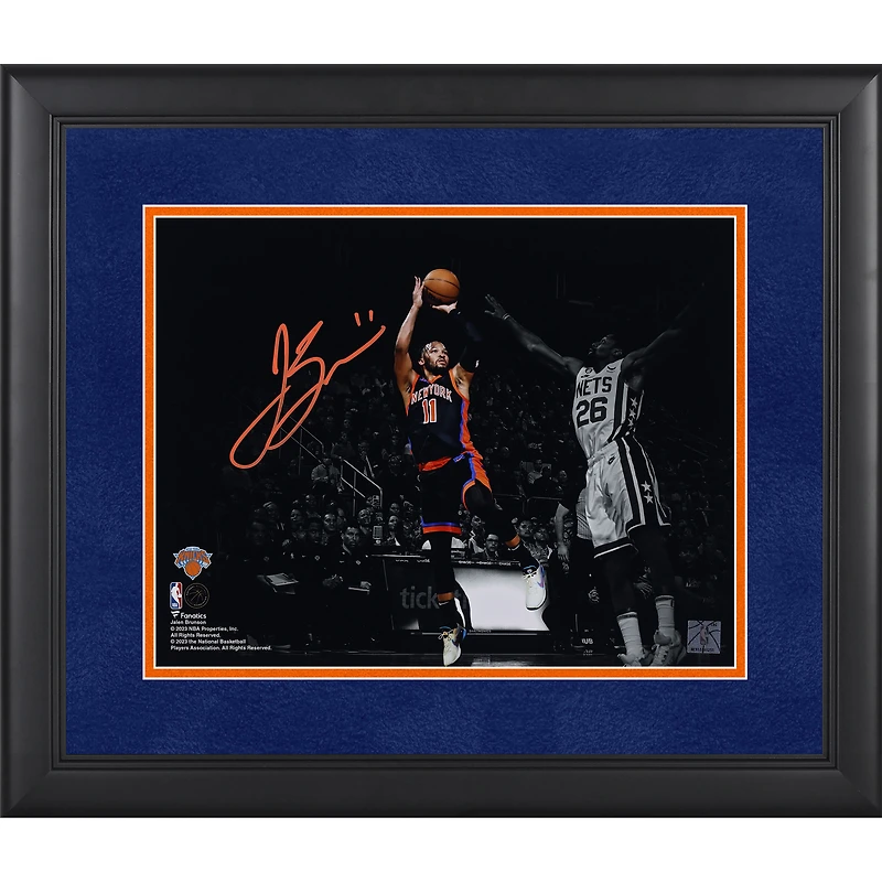 Photographie encadrée autographiée de Jalen Brunson des New York Knicks 11"x 14" lors du match de tir contre les Brooklyn Nets
