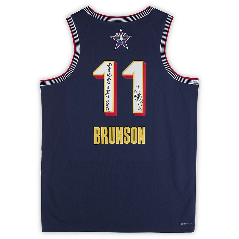Jalen Brunson New York Knicks Autographed Navy 2025 NBA All-Star Game Nike Swingman Jersey with "25 ASG 2/16/25" & "City by the Bay" Inscriptions - Limited Edition of 10