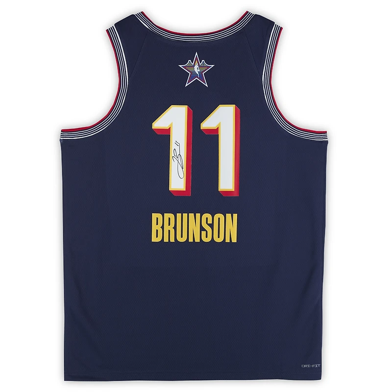 Maillot Nike bleu marine Swingman dédicacé par Jalen Brunson des New York Knicks lors du match des étoiles de la NBA 2025